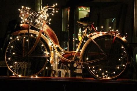 Vintage Bicycle Decorated With Lights Vintage Bicycle Decor Bicycle