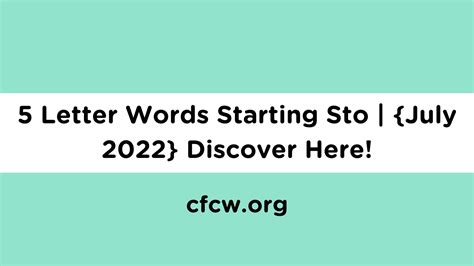 5 Letter Words Starting Sto July 2022 Discover Here
