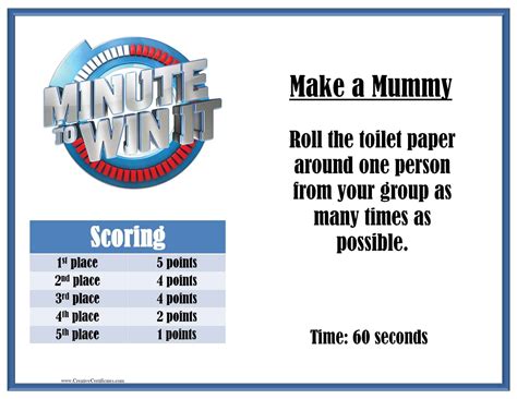 Minute To Win It Games Free Printables