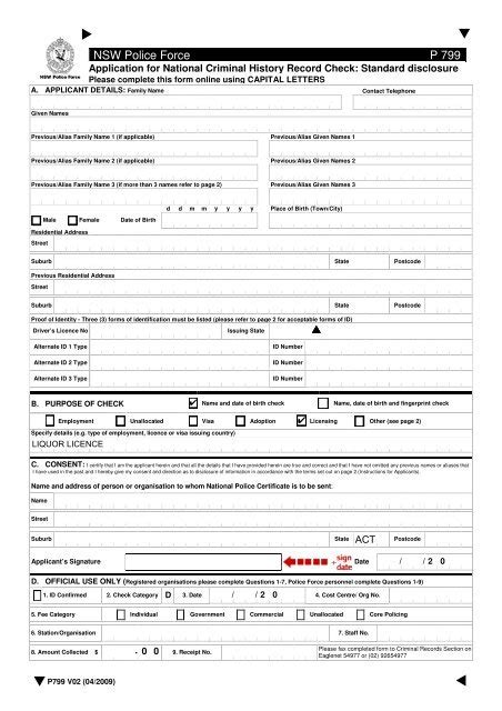 Nsw Police National Criminal Record Check Form
