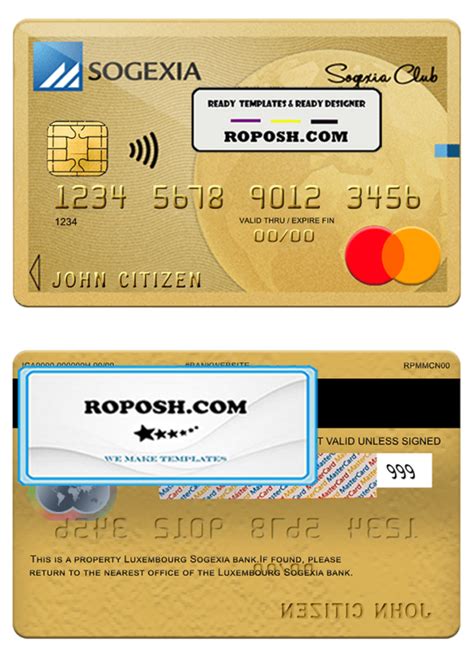 Luxembourg Sogexia Bank Mastercard Credit Card Template In Psd Format Roposh