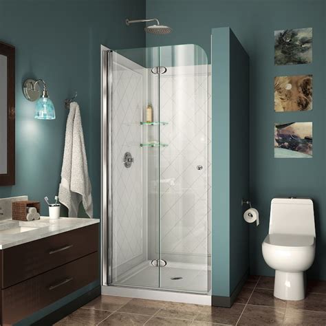 dreamline aqua fold chrome 3 piece 32 in x 32 in x 77 in alcove shower kit in the alcove shower