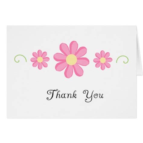 Thank You Card Pretty Pink Flowers Zazzle