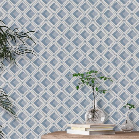 Amsee Geometric Wallpaper Slate Blue By Designers Guild PEH0002 07