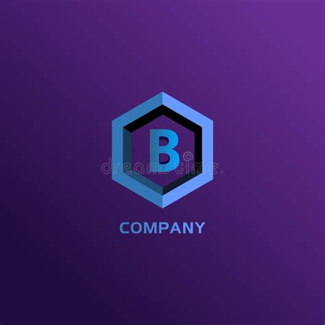 B Alphabet Blue Hexagon Letter Logo Vector Icon Design Stock