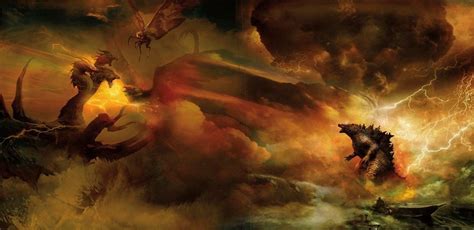 King Ghidorah Mothra Rodan And Godzilla Godzilla Kaiju Art Kaiju