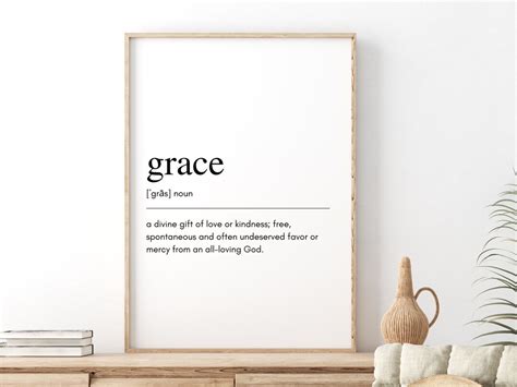 Grace Definition Printable Art Grace Quote Living Room Wall Art