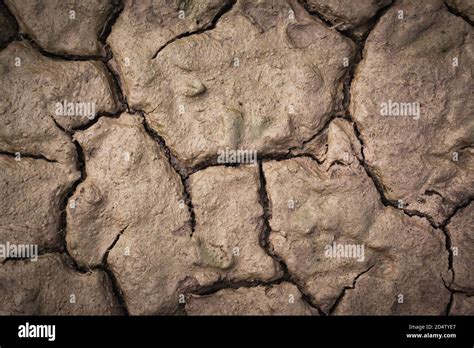 Desolate Earth From Above Dry Cracked Surface Top View Cracking Land