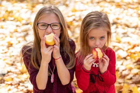 Children Eat Apples Stock Photo Image Of Portrait Childhood 185968678