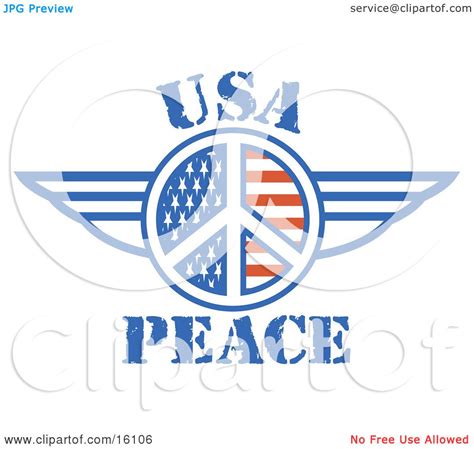 American Peace Symbol With Stars And Stripes And Wings Clipart