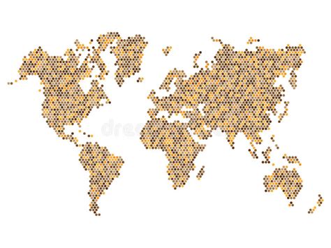 Dotted Brown World Map Isolated White Stock Illustrations 8 Dotted