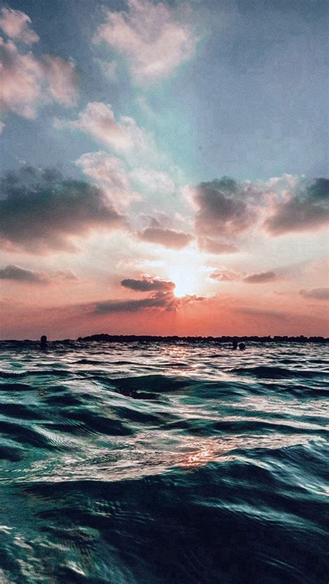 Sunset Sea Sky Ocean Summer Blue Water Nature Iphone 5s Wallpaper