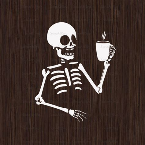 Coffee Skull Svg Halloween Coffee Drinking Skeleton Skull Etsy