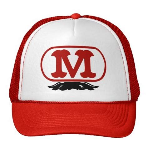 Oval M With Mustache Trucker Hat Trucker Hat Trucker Hats