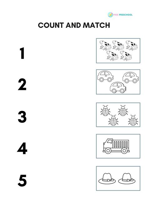 Count And Match Worksheet Printable Preschool Worksheets Gambaran