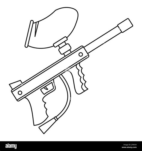 Paintball Gewehr Symbol Im Umriss Stil Auf Einem Wei En Hintergrund