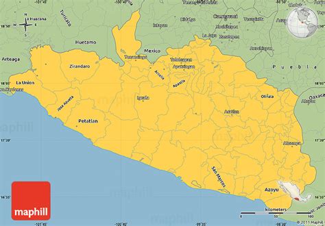 Savanna Style Simple Map Of Guerrero