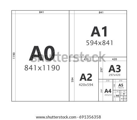 The a series starts with the largest size, a0, which is 84.1 cm × 118.9 cm, or about 33.1 × 46.8. Paper Size Format Series A A 0 Stock Vector (Royalty Free ...