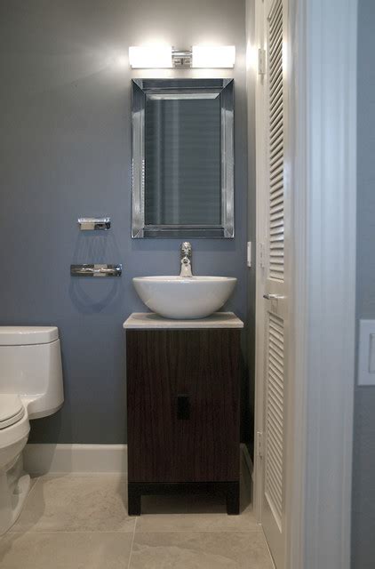 This bathroom optimizes one side and keep the other side free to accommodate your movement. Half Bath - Contemporary - Bathroom - boston - by Megan ...