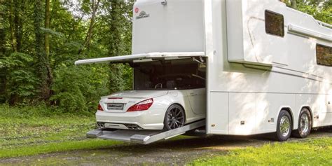 This Amazing 18 Million Ultra Luxury Rv Has Its Own Garage In The Back