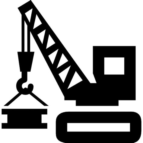 Construction Tool Vehicle With Crane Lifting Materials Icons Free