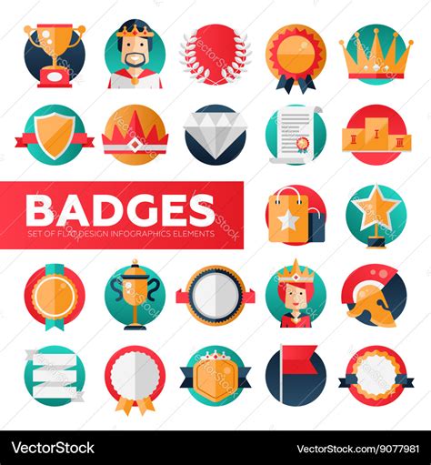 Badges Ribbons Awards Icons Set Royalty Free Vector Image