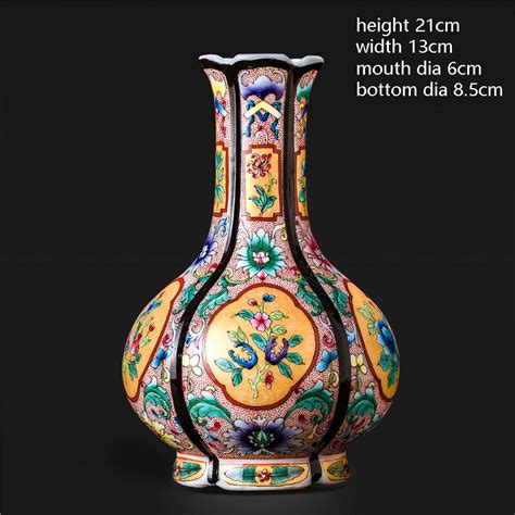 Jingdezhen Porcelain Antique Enamel Vase Flower Arrangement Chinese Style Classical Living Room