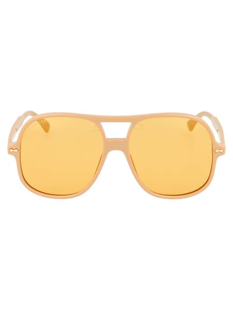 gucci oversized aviator sunglasses in white lyst