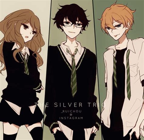 The Silver Trio Harry Potter Drawings Harry Potter Anime Harry