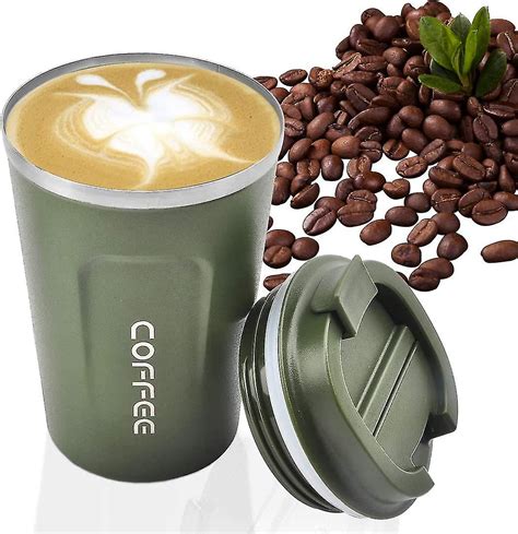 Green Coffee Mug Double Walled Vacuum Reusable Coffee Mug Eco Friendly