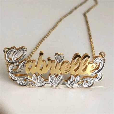 Personalized Double Name Plated Necklace In Silver With Gold Plated
