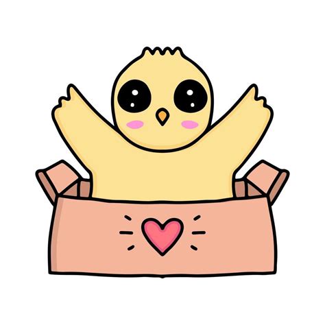 Kawaii Chicks Cartoon Out Of The Box Design Illustration 2889798 Vector