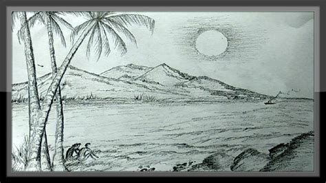How To Draw Realistic Nature Scenery Drawing Sunset Ocean Drawing