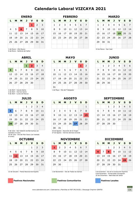 Calendario Laboral Bizkaia 2021 Excel Calendario Laboral 2021 De Aria