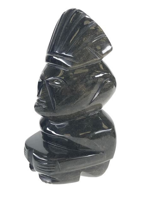 Lot Hand Carved Obsidian Aztec Mayan Figural Sculpture
