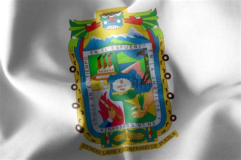 3d Illustration Flag Of Puebla Is A Region Of Mexico Stock Illustration Illustration Of