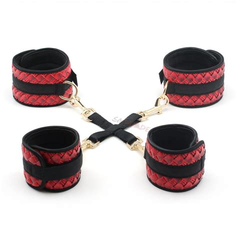 Buy Smspade Red Pu Luxurious Fetish Hog Tied Bondage Set With Handcuffs Ankle