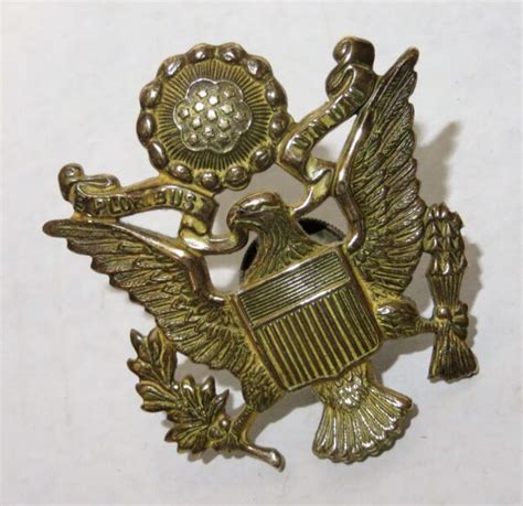 Two Vintage Military Hat Pins Brass Emblems Ebay