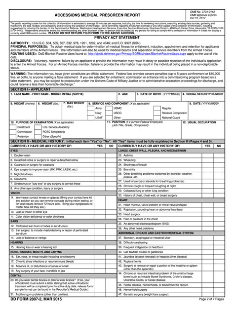 2015 2020 Form Dd 2807 2 Fill Online Printable Fillable Blank