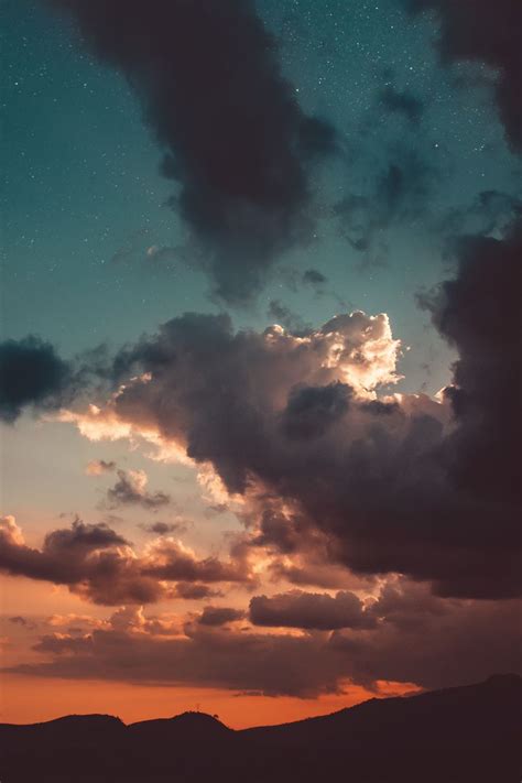 Download Wallpaper 800x1200 Clouds Sky Sunset Stars Porous Iphone