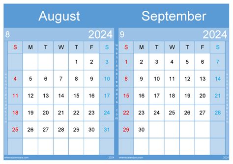 Download Calendar 2024 August And September A4 As436