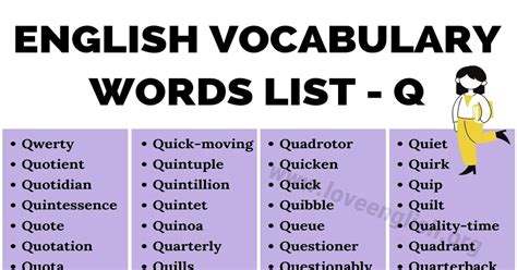 150 Words That Start With Q Powerful Words Starting With Q Love English