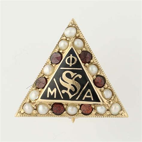 Phi Mu Alpha Sinfonia Badge 10k Gold Pearls Garnets Etsy