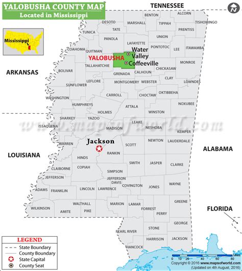 Yalobusha County Map Mississippi