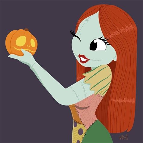 Sally By Hollie Ballard Sally Holding Jack Faced Pumpkin Disney