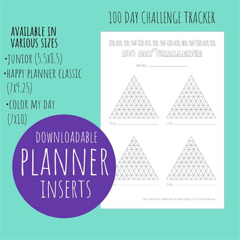 Habit Tracker Page 100 Day Challenge Downloadable Planner Etsy