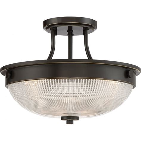 Also consider the style of bronze flush. Semi-Flush Bronze Ceiling Uplighter with Prismatic Glass ...
