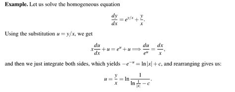Math Explanation Of Step In Solving Homogeneous Differential Equation