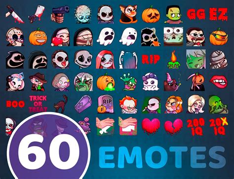 60 X Horror X Halloween Emotes Twitch Emotes Sub Badges Etsy