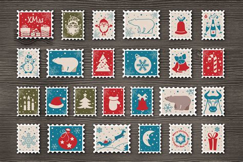 Christmas Postage Stamps With Santa Claus Snowman Deer 1055793